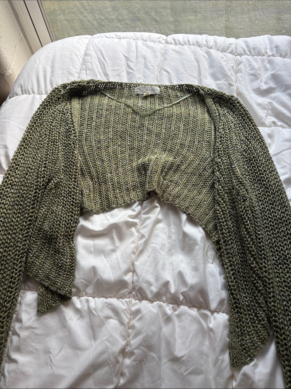 Green Cropped Knit Women's Sweater